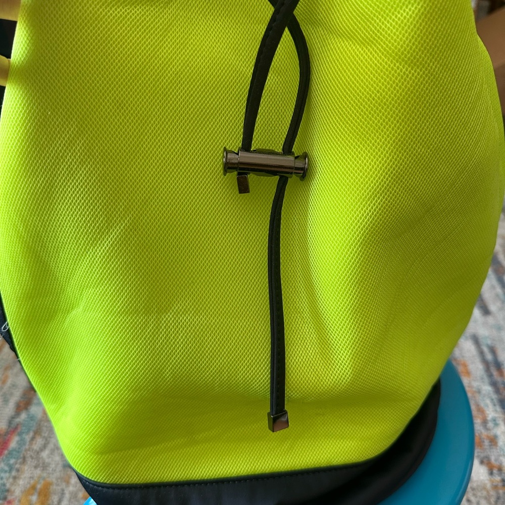 Neon Yellow Backpack with Patterned Interior